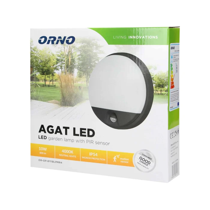 Záhradné LED svietidlo AGAT s pohybovým senzorom, 10W, necitlivé – Obrázok 2