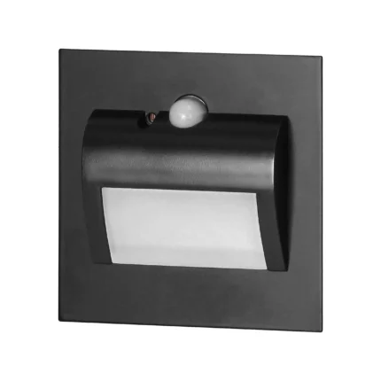 DRACO LED NEW 1,5W, schodiskové svietidlové svetlo, 12VDC, 30lm, 3000K, čierne, svetelný a pohybový senzor