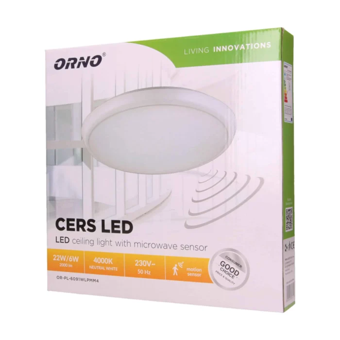 LED svietidlo CERS s mikrovlnným pohybovým senzorom, 22W – Obrázok 2