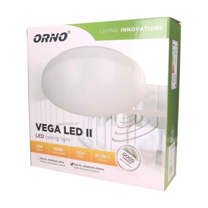 LED svietidlo VEGA II s mikrovlnným senzorom, 18W – Obrázok 2