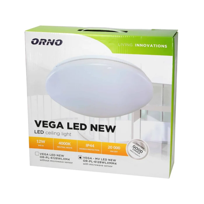 VEGA LED NEW stropné svietidlo s mikrovlnným senzorom, 12W – Obrázok 2