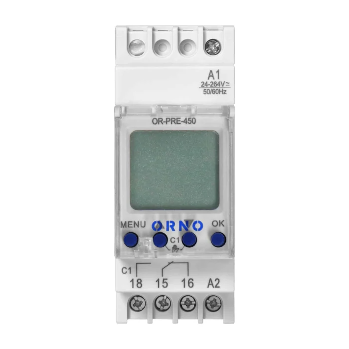 Digitálny časovač na DIN list, 100 programov, 3 jazyky menu, 1 kanál, max 16A/230V, 2 moduly – Obrázok 5