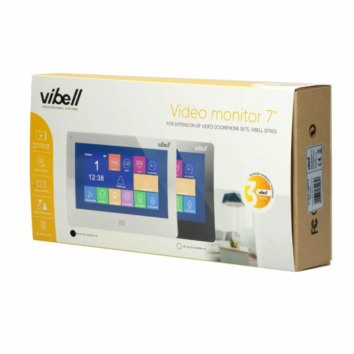 Videomonitor 7" predinštalovaný video monitor, séria VIBELL, biely – Obrázok 2