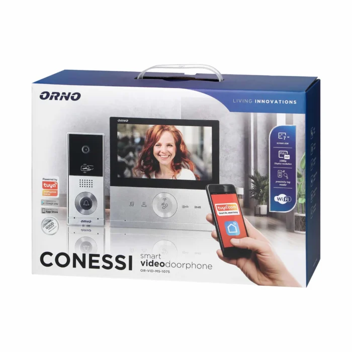 Súprava videovrátnika CONESSI Full HD, handsfree, so 7" monitorom, karta/proximity, ovládanie cez aplikáciu Tuya – Obrázok 2