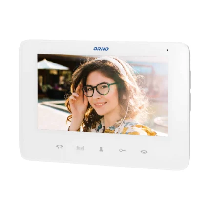 Bezdotykový video monitor so 7" LCD displejom, preddisplej, séria INDI a SCUTI, s otváraním dverí a funkciou interkomu, biela