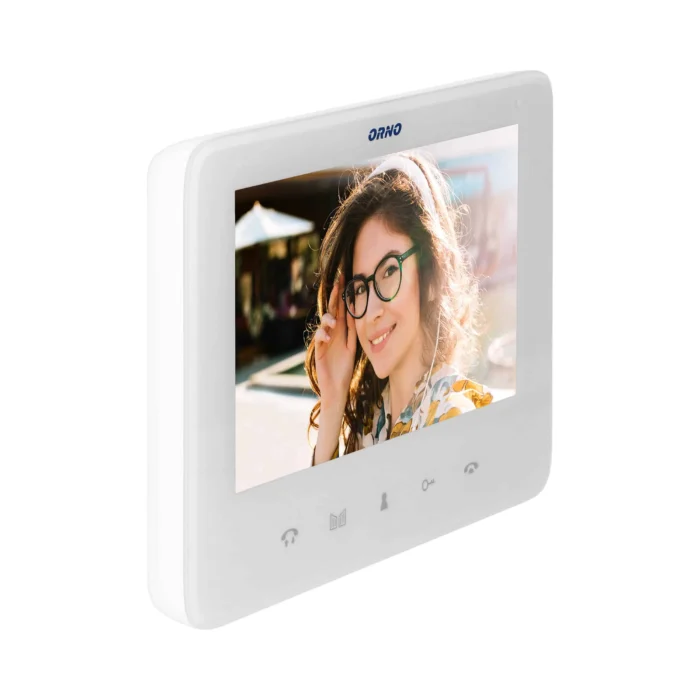 Bezdotykový video monitor so 7" LCD displejom, preddisplej, séria INDI a SCUTI, s otváraním dverí a funkciou interkomu, biela – Obrázok 4