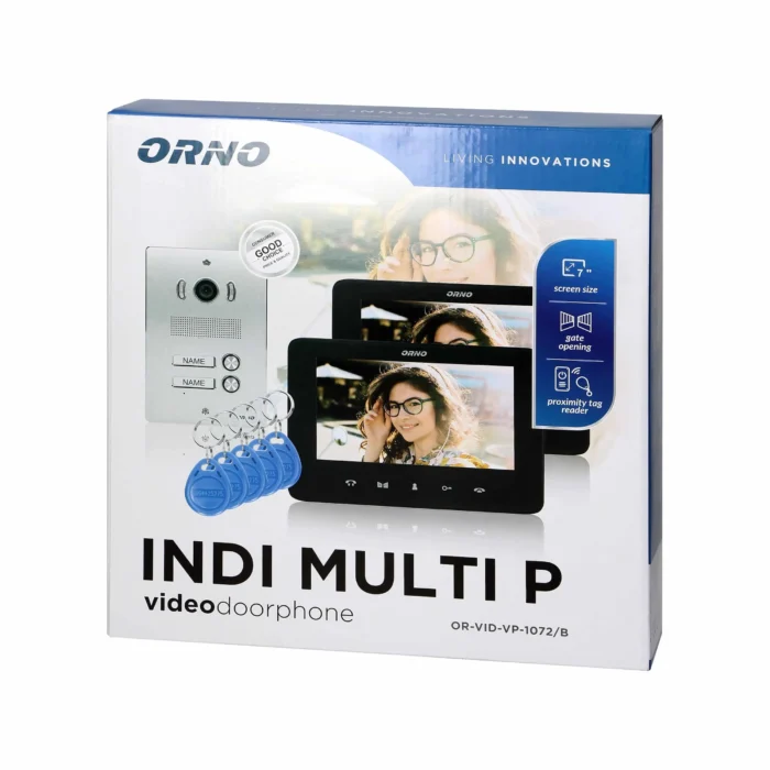 Podporovaný videorekordér, handsfree so 7" LCD displejom, bezdotykovými nápismi a funkciou interkomu, INDI MULTI P – Obrázok 2