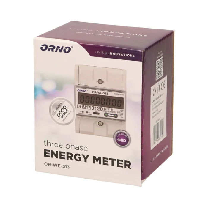 3-fázový elektromer, 80A, MID, 4,5 modulov, DIN TH-35mm – Obrázok 2