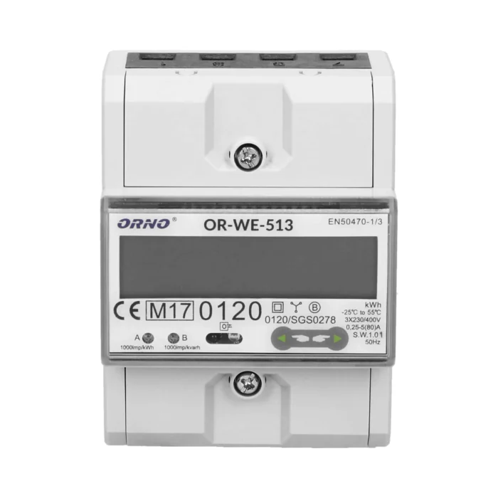 3-fázový elektromer, 80A, MID, 4,5 modulov, DIN TH-35mm – Obrázok 3