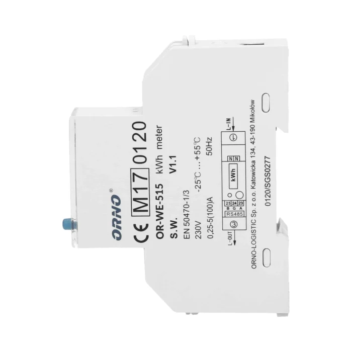 1-fázový multitarifný elektromer s RS-485, 100A MID, 1 modul, DIN TH-35mm – Obrázok 5