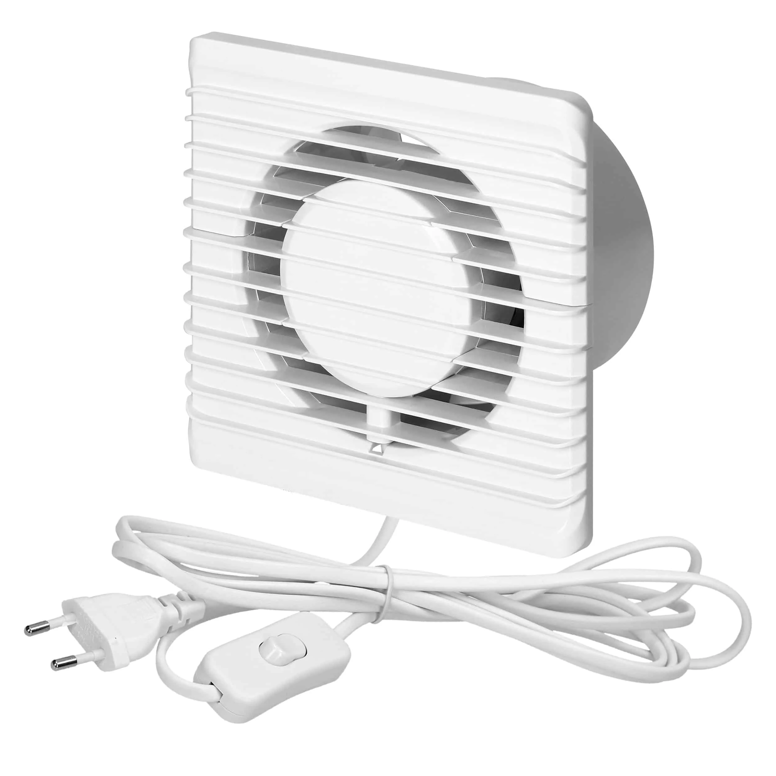 Kúpeľňový ventilátor 100mm Kúpeľňový ventilátor 100mm, povrchová montáž - šnúra s vypínačom – Obrázok 1