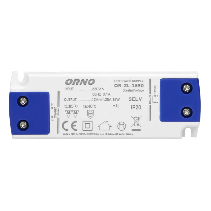 Napájací zdroj LED 12VDC 15W, IP20, priemer: 16,5mm – Obrázok 4