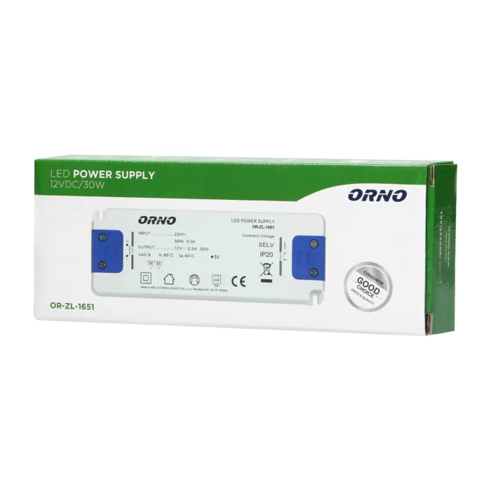 Napájací zdroj LED 12VDC 30W, IP20, priemer: 18mm – Obrázok 2