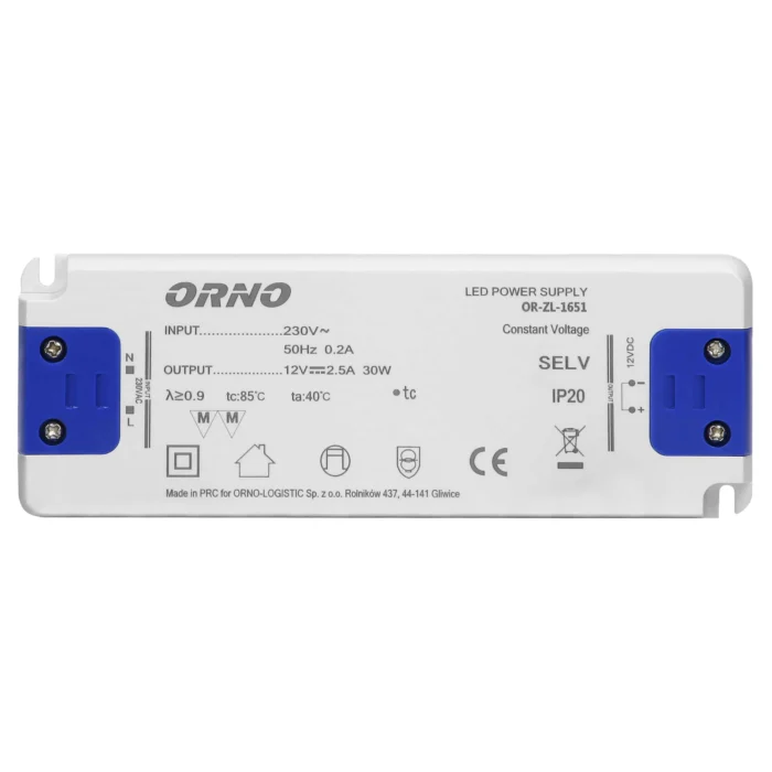 Napájací zdroj LED 12VDC 30W, IP20, priemer: 18mm – Obrázok 4