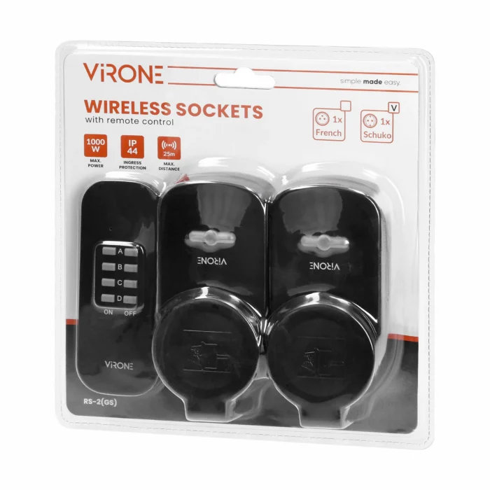 Set of wireless sockets with a remote control unit, 2+1, IP44, Schuko – Obrázok 2