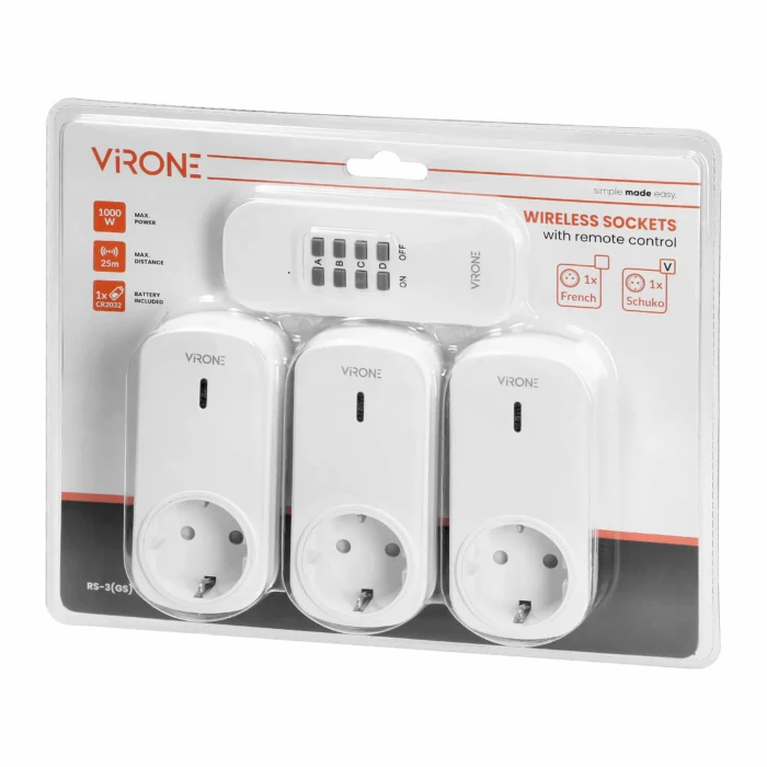 Set of wireless sockets with remote control, 3+1, Schuko – Obrázok 2