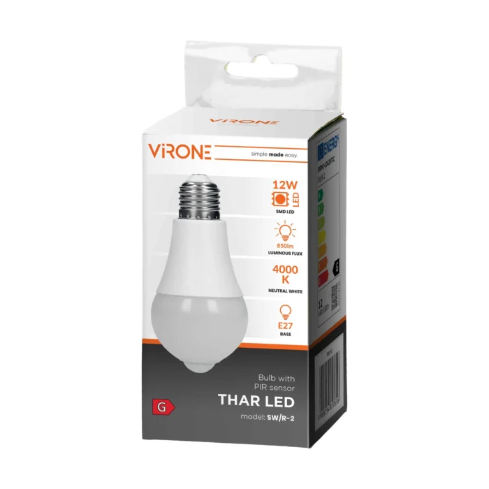 THAR LED Pohybový 12W A60, žiarovka s Pohybový 12W, 850lm, 4000K – Obrázok 2