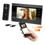 Set VIFIS Full HD videovrátnik, handsfree, 7" LCD monitor, OSD menu, Full HD kamera, kódový zámok, čítačka kariet/približovacích štítkov a mobilné aplikácie, čierna