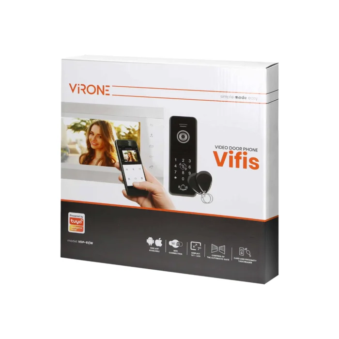 Súprava videovrátnika VIFIS, hlasité, LCD 7", OSD menu, WI-FI + smartfón APP, ovládanie brány, kódový zámok a RFID, biela, – Obrázok 2
