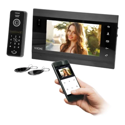Súprava videovrátnika VIFIS, handsfree, 7" monitor, kódový zámok, čítačka kariet/približovacích štítkov a mobilná aplikácia