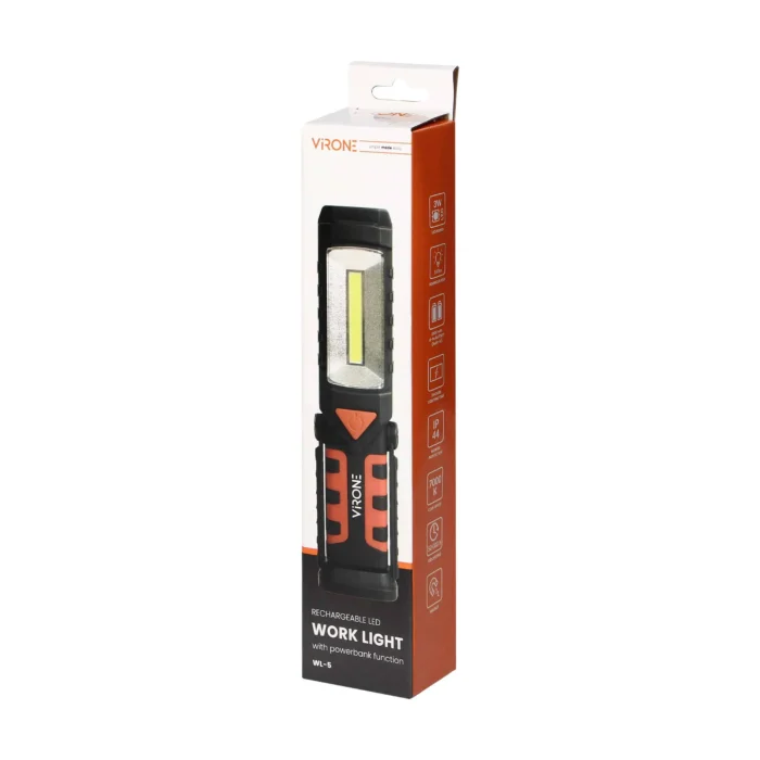 Dobíjacie LED COB pracovné svetlo 3W+1W LED 2800mAh s power bankou – Obrázok 2
