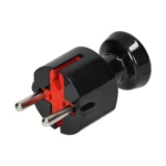 Dismountable straight plug Uni-Schuko, 2P, 16A, black