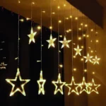 Solight LED vianočné záves, hviezdy, šírka 1,8m, 77LED, IP20, 3xAA, USB