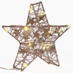 Solight vianočná hviezda glitter, zlatá, kovová, 14x LED, 2x AA