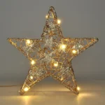 Solight vianočná hviezda glitter, zlatá, kovová, 14x LED, 2x AA – Obrázok 2