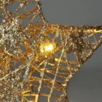 Solight vianočná hviezda glitter, zlatá, kovová, 14x LED, 2x AA – Obrázok 3