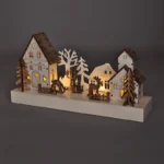 Solight LED vianočná dedinka, 34x17cm, drevo, 4 LED, 2x AA – Obrázok 4