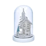 Solight LED vianočné dekorácie, zasnežená krajina s domčekom, 18cm, 10x LED, 2x AAA