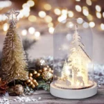 Solight LED vianočné dekorácie, zasnežená krajina s domčekom, 18cm, 10x LED, 2x AAA – Obrázok 4