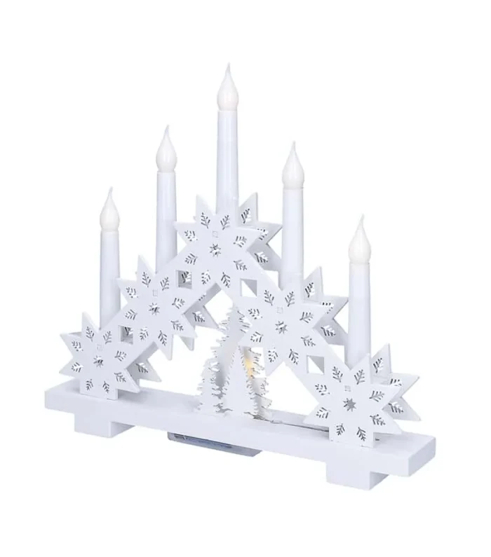 Solight LED vianočný svietnik s hviezdami, 30cm, 5x LED, 2x AA – Obrázok 3