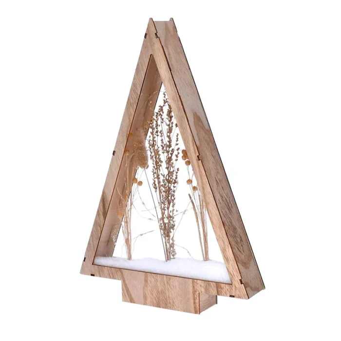 Solight LED drevená vianočná dekorácia, zasnežené zimné kvety, 37cm, 2x AA – Obrázok 2