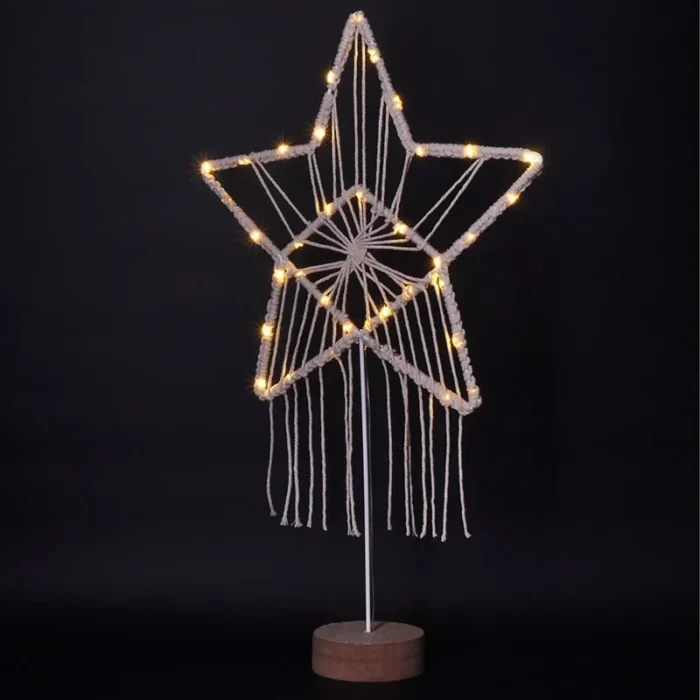 Solight LED vianočná hviezda stolná, pletená, 35x LED, 2x AAA – Obrázok 2