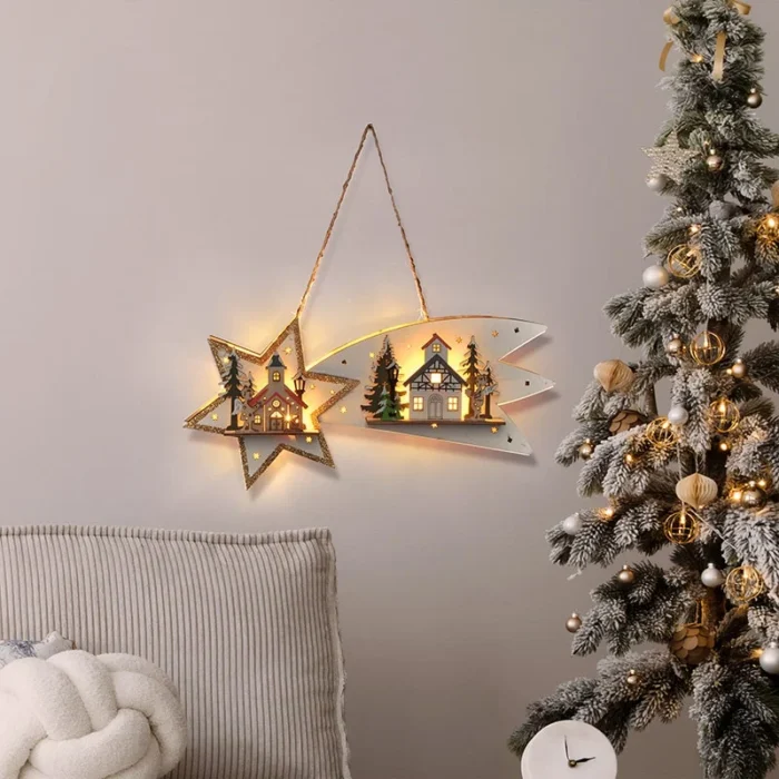 Solight LED vianočná kométa, 10x LED, drevená, 30cm – Obrázok 2