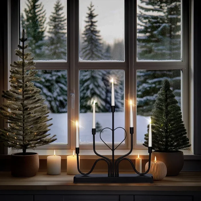 Solight LED kovový svietnik, 5x LED, čierny, 40cm – Obrázok 2