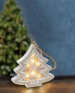Solight LED vianočný stromček, drevený dekor, 6LED, teplá biela, 2x AAA – Obrázok 4