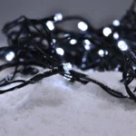 Solight LED vonkajšia vianočná reťaz, 50LED, 5m, 3m prívod, 8 funkcií, IP44, 3x AA, studená biela