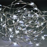 Solight vianočná reťaz strieborná, 100x mini LED, 10m, 3 x AA, studené svetlo