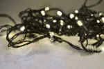 Solight LED vonkajšia vianočná reťaz, 100LED, 10m, 3m prívod, 8 funkcií, IP44, 3x AA, teplá biela