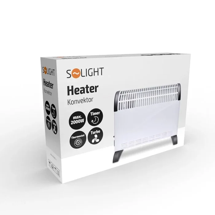 Solight teplovzdušný konvektor 2000W, ventilátor, časovač, nastaviteľný termostat – Obrázok 3