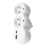 Solight rozbočovač s USB A+C nabíjačkou, 2 x 10A, biely