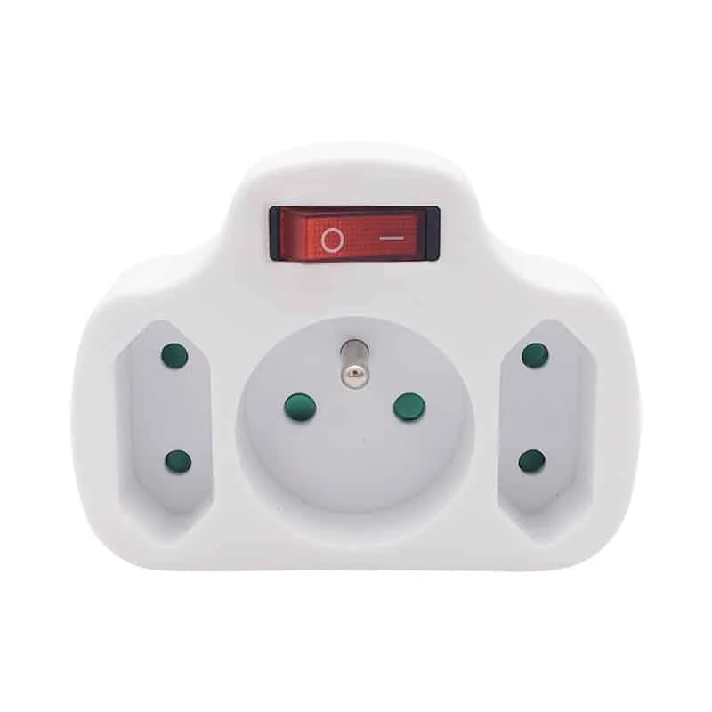 Solight rozbočovač Solight rozbočovač, 1x 10A + 2x 2,5A, biely, vypínač – Obrázok 1