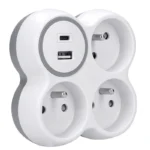Solight rozbočovač, 3x 15A, USB nabíjačka A+C, biely-sivý – Obrázok 3