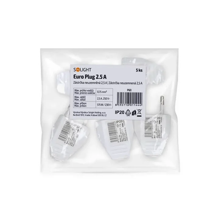 Solight zástrčka plochá priama, IP20, biela – Obrázok 4