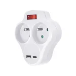 Solight rozbočovač s USB A+C rychlonabíjačkou 20W PD, 2 x 10A, biely, vypínač