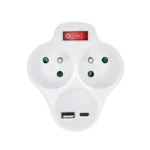 Solight rozbočovač s USB A+C rychlonabíjačkou 20W PD, 2 x 10A, biely, vypínač – Obrázok 3