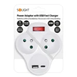 Solight rozbočovač s USB A+C rychlonabíjačkou 20W PD, 2 x 10A, biely, vypínač – Obrázok 4